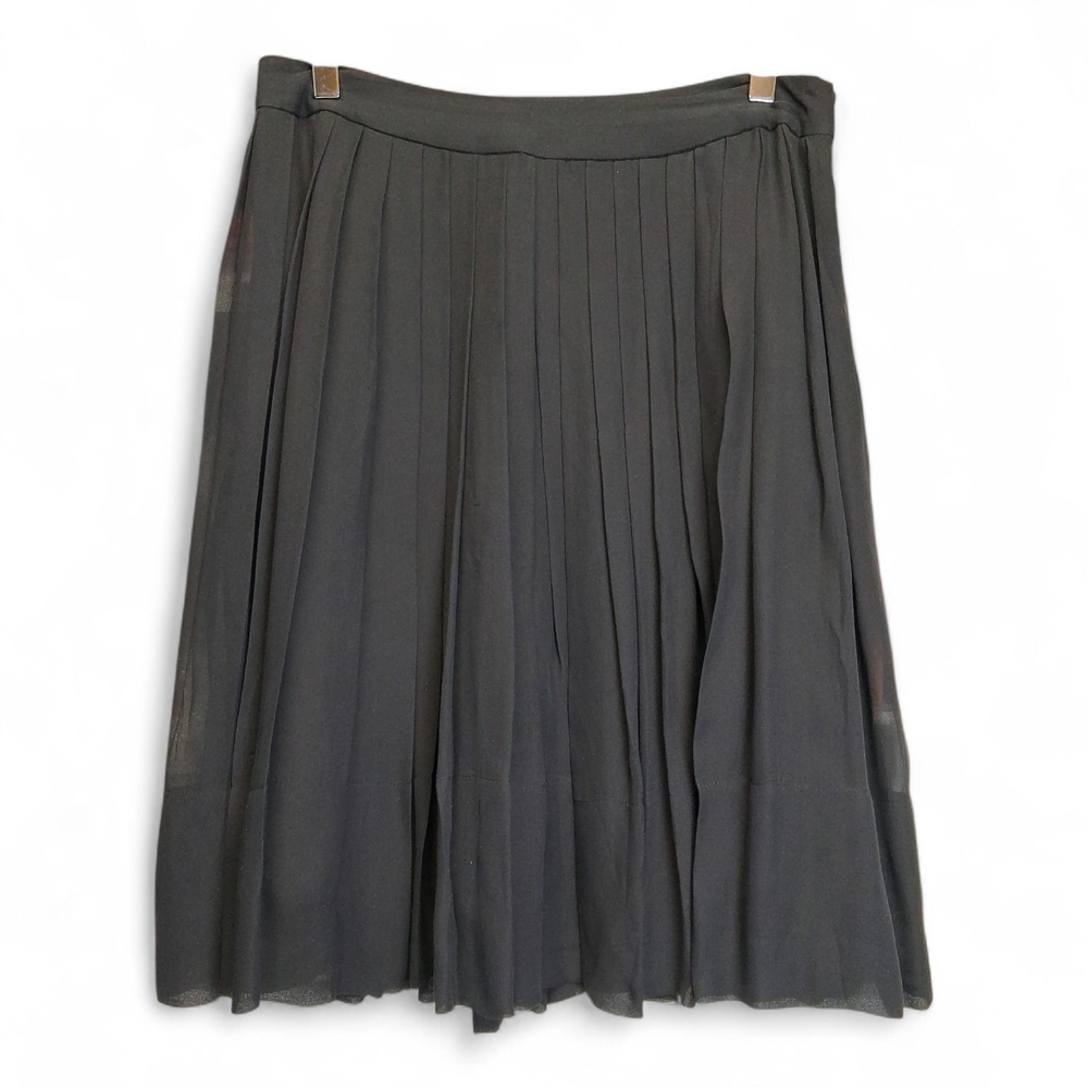 TALBOTS Women's Black Pleated Lined Silk A-Line Skirt 6